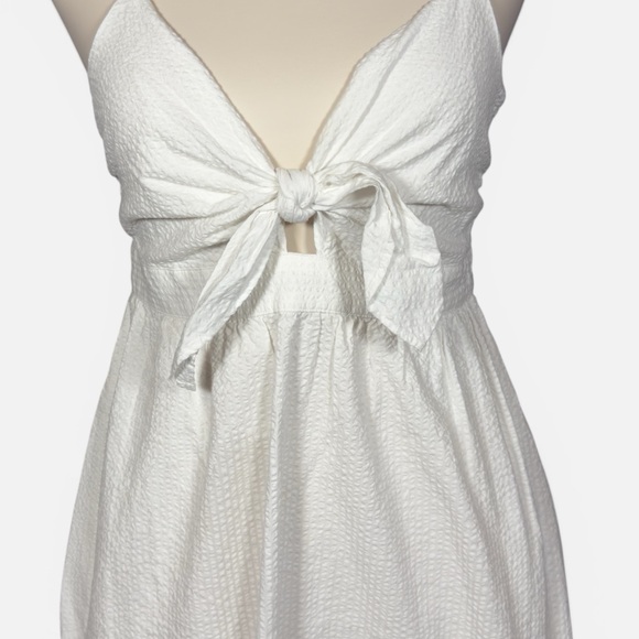 NWT J. Crew white Tie-Front Spaghetti Strap Maxi Dress. 0125 - Picture 3 of 7